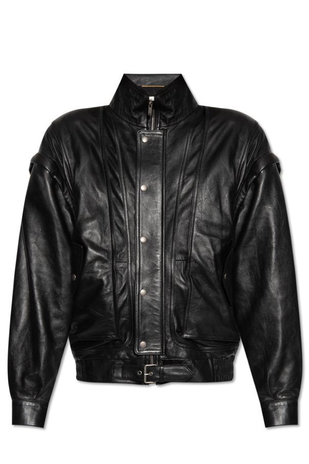 Leather jacket with detachable sleeves od Saint Laurent
